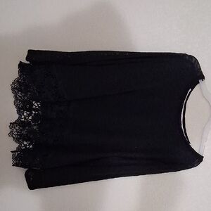 Cato Black Sweater with Lace Detail